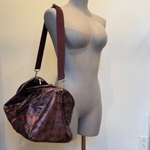 Vintage Purple Snakeskin Vinyl Travel Bag Weekender